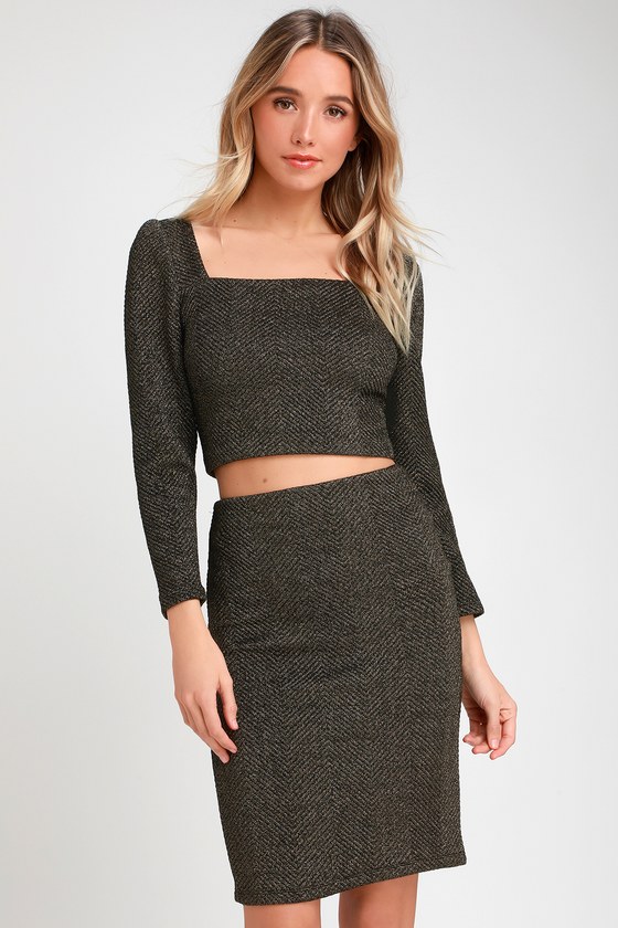 black and gold two piece set