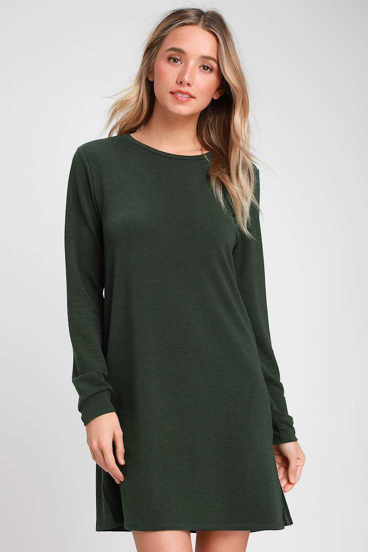 forest green shift dress Margo Merino Wool Shift Dress main image 0