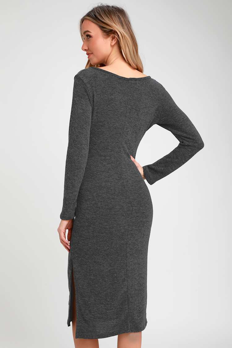 grey sweater dress amazon Cute Charcoal - Dress - Long Sleeve Dress DIY Fabric