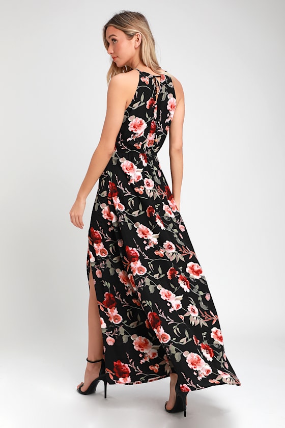 Feel the Music Black Floral Print Maxi Dress 3