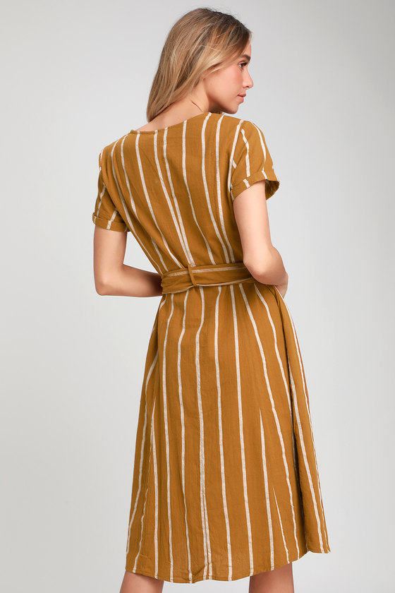 Mustard yellow striped best sale dress