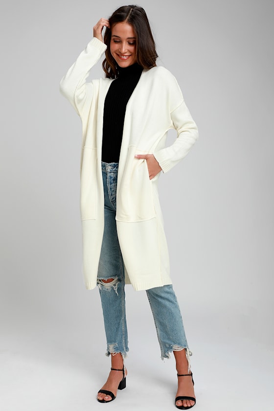 Cute Cream Sweater Cardigan Sweater Long Cardigan Lulus
