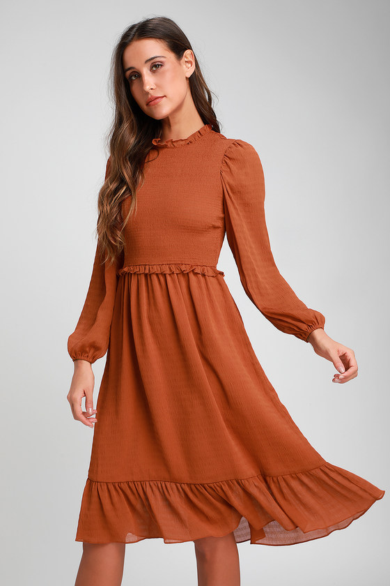 burnt orange church dress