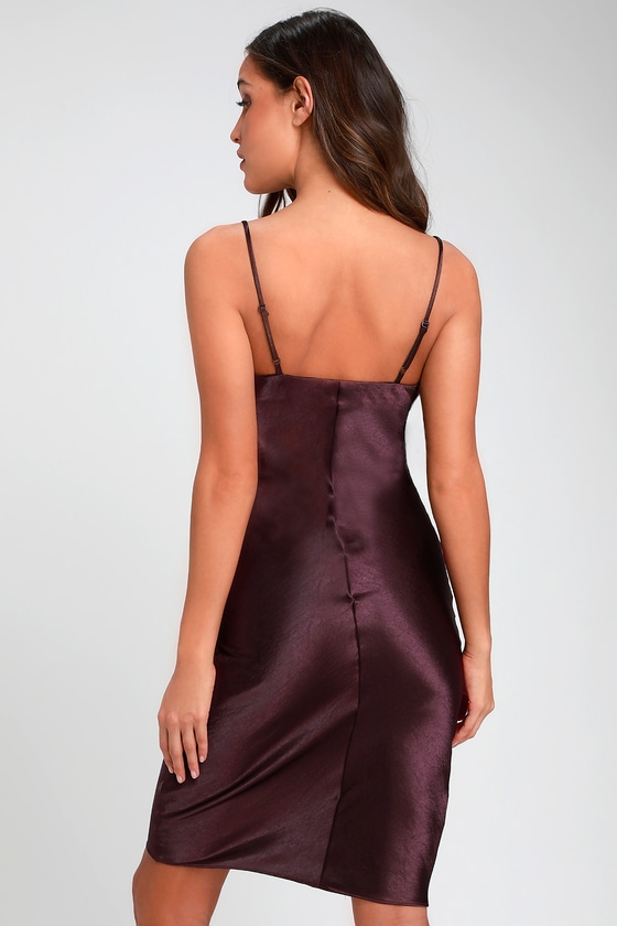 dark purple satin dress