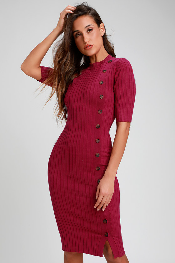 bodycon dress with button front
