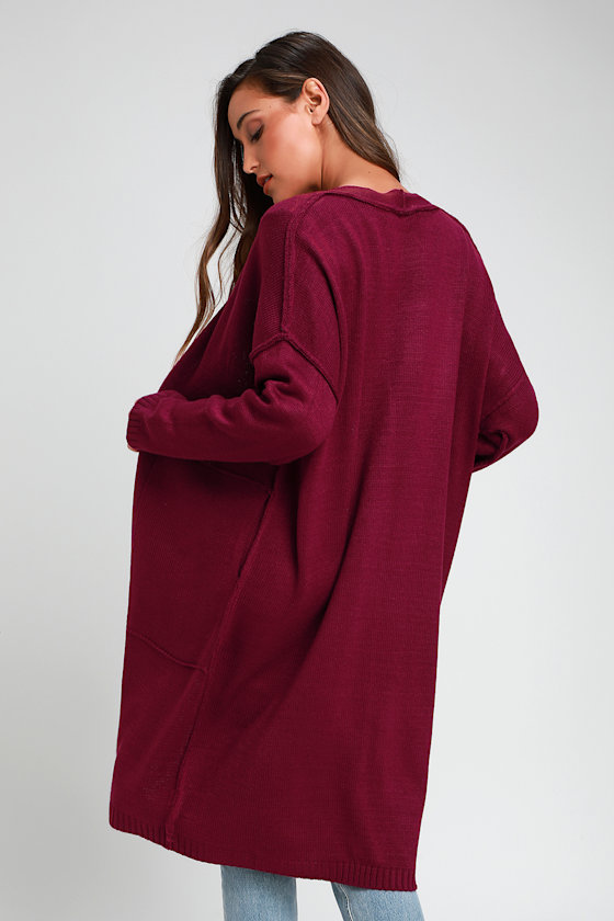 Cozy Love Plum Purple Long Cardigan Sweater 4