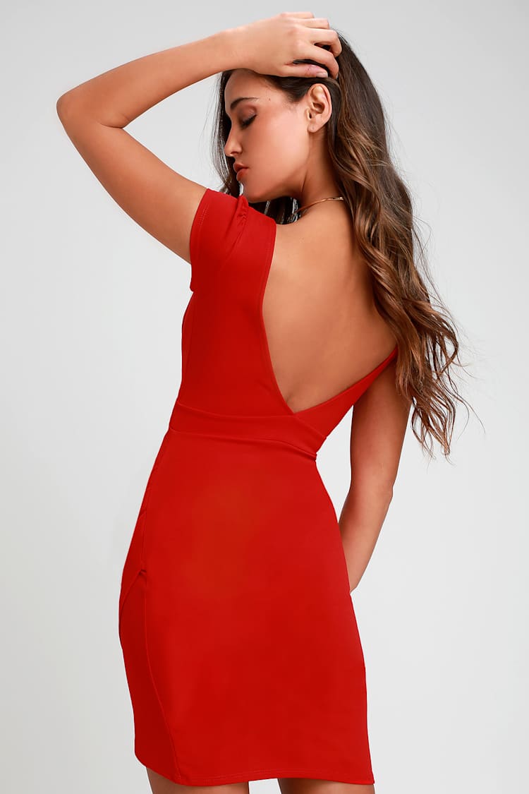 Cute Red Dress - Bodycon Dress - Short Sleeve Dress - Lulus