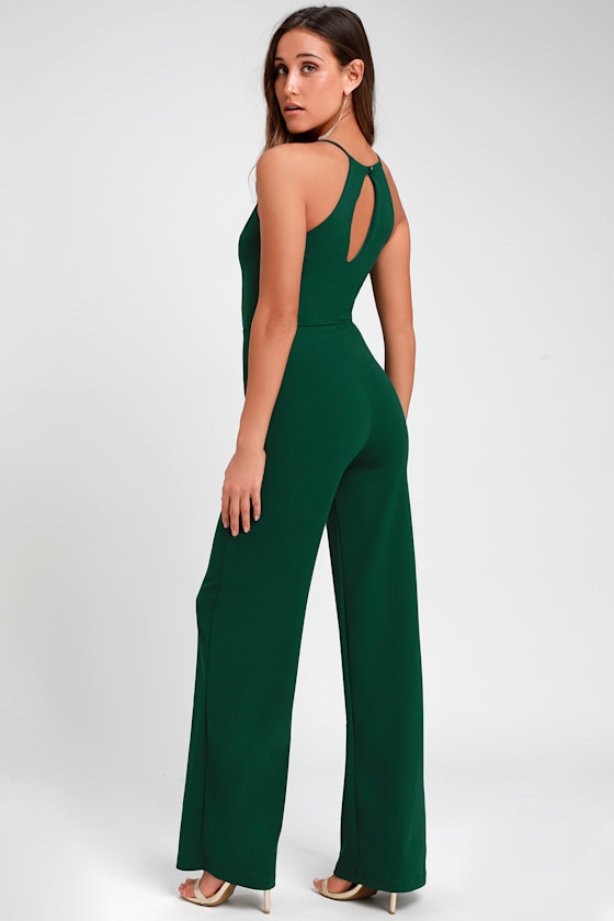 Aniyah Forest Green Wide-Leg Halter Jumpsuit 3