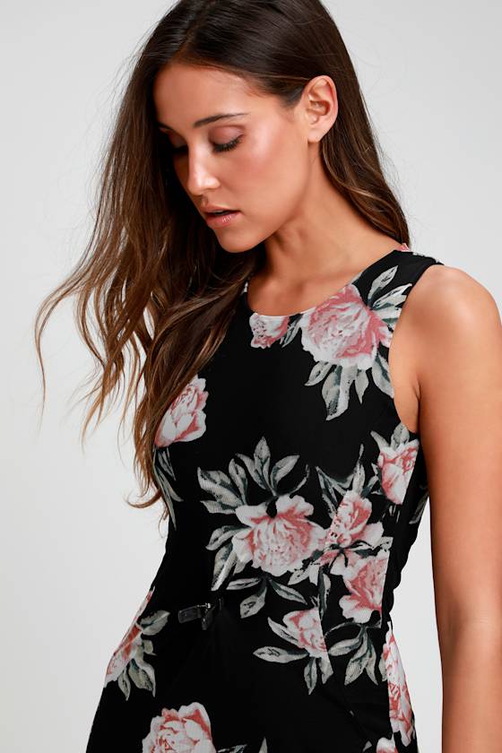 Sweet Life Black Floral Print Bodycon Maxi Dress