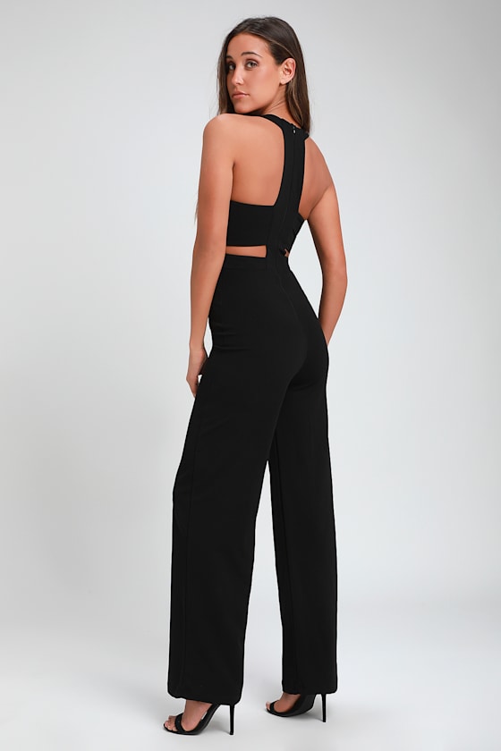 Chic Black Jumpsuit Cutout Jumpsuit WideLeg Jumpsuit Lulus