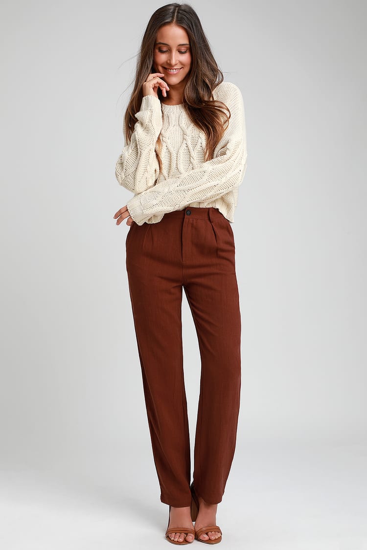 Cute Rust Red Pants - Causal Pants - Woven Pants - Linen Pants - Lulus