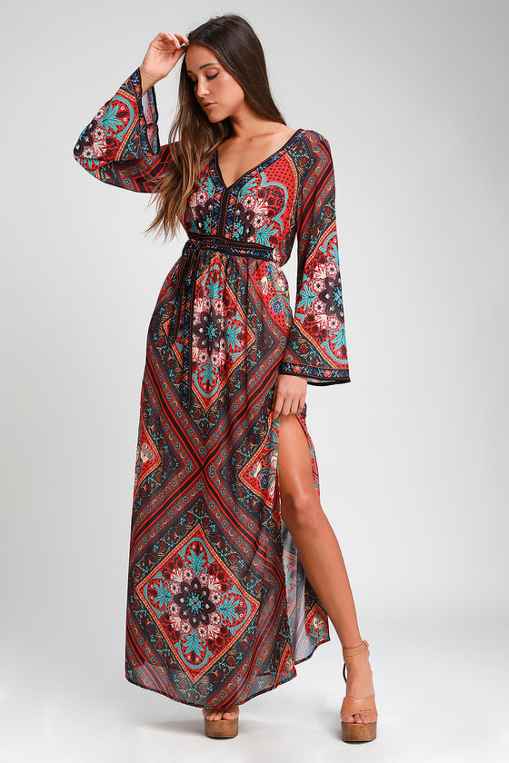 maxi dress with flared sleeves