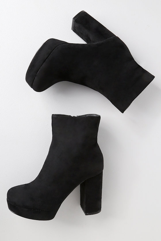 Layne Black Suede Platform Ankle Booties 4