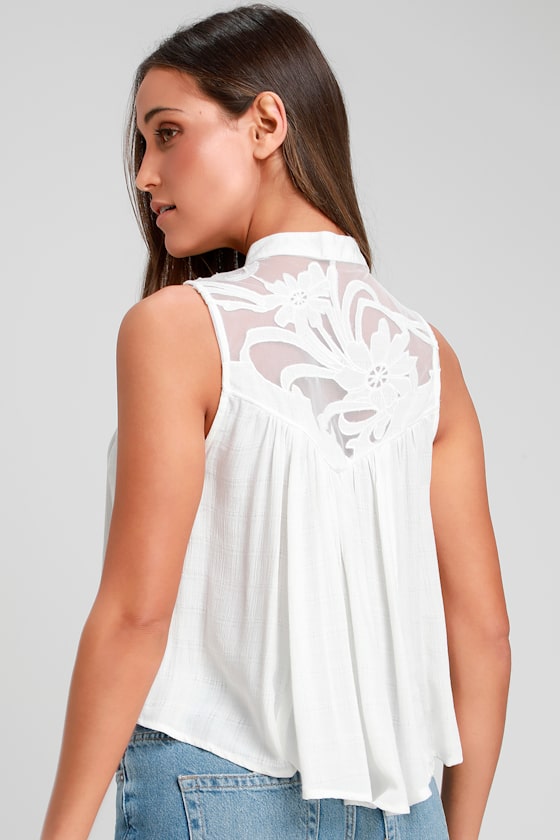 Western Romance White Sleeveless Top 3