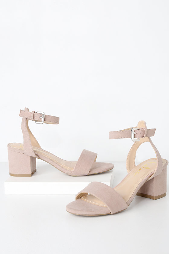 Primm Nude Vegan Suede Ankle Strap Heels 1