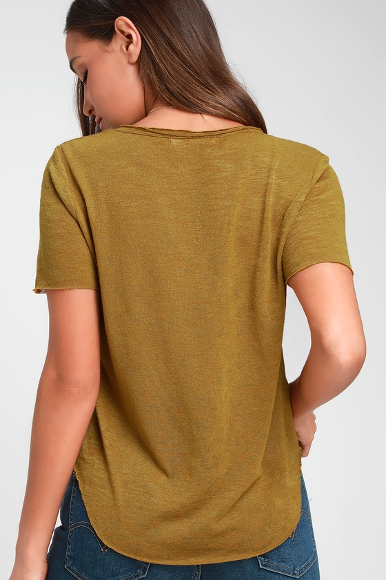 Project Social T Here and Now - Mustard Yellow Tee - Burnout Tee - Lulus