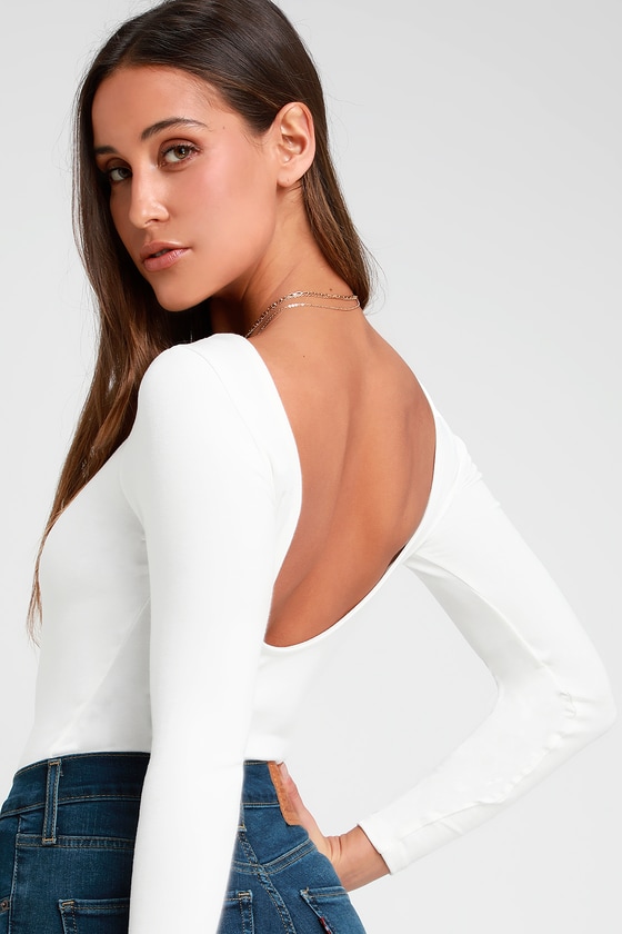white bodysuit with sleeves