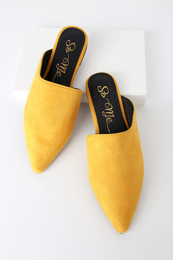 Chic Mustard Yellow Mules PointedToe Slides SlipOn Mules Lulus
