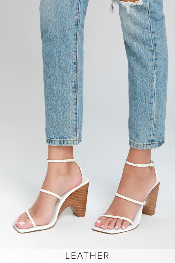 Woven Wedge Cloud White High Heel Sandals 1