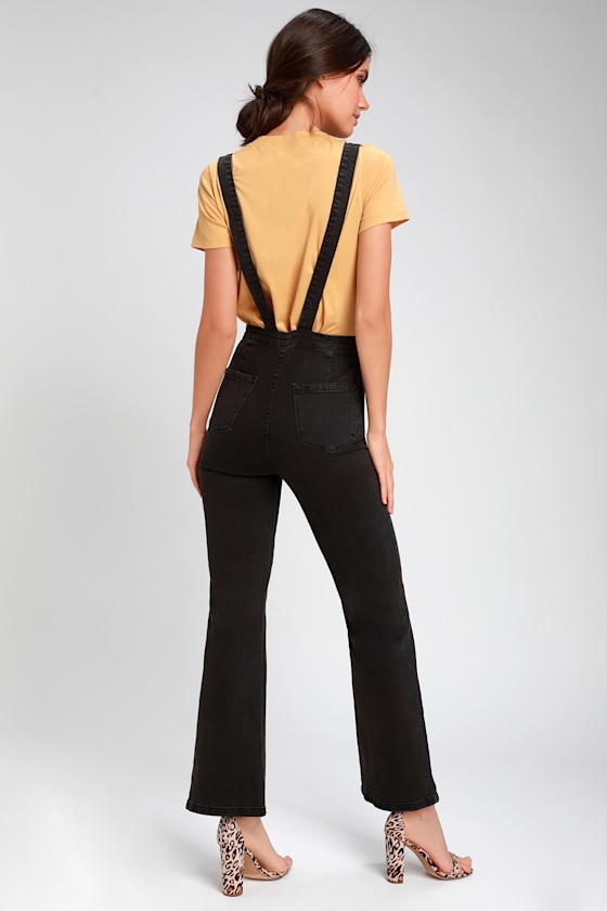 Paloma Black High-Waisted Wide-Leg Overalls 4