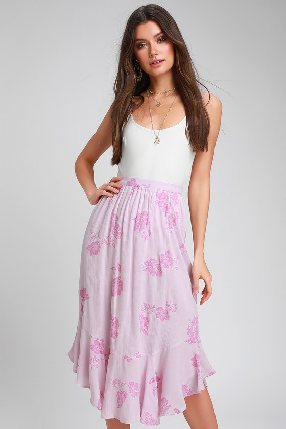Amuse Society Jardines Del Rey - Pink Floral Skirt - Midi Skirt - Lulus