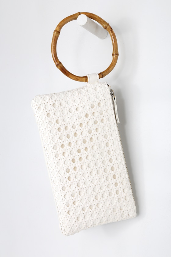 Poolside Pick Me Up White Woven Clutch 2