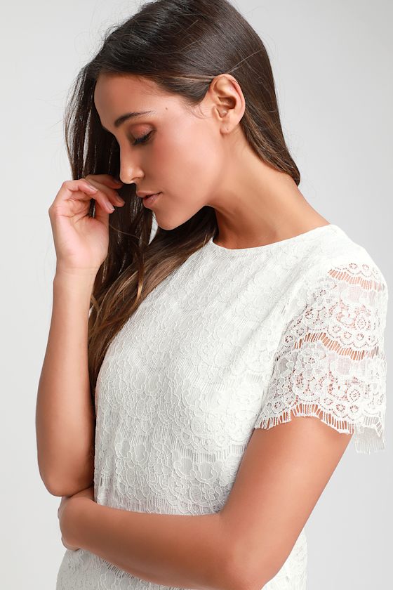 Take Me to Brunch Ivory Lace Shift Dress