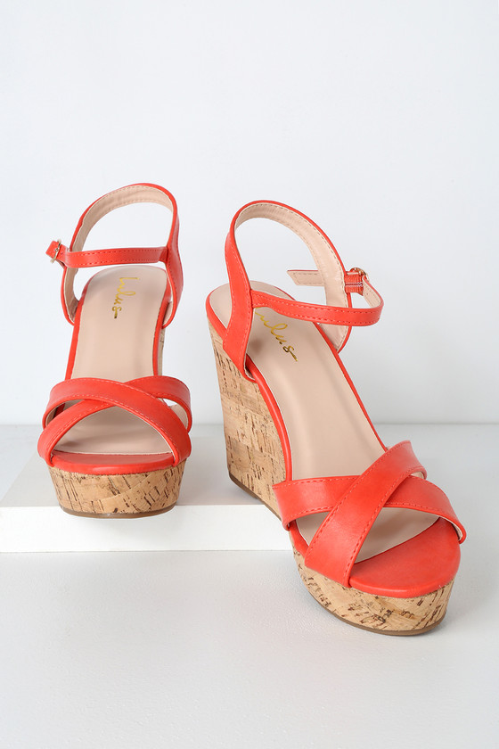 cute red wedge sandals