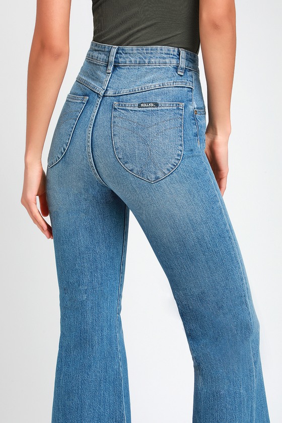 light blue flare jeans
