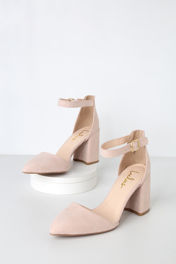 Trendy Beige Heels - Ankle Strap Heels 