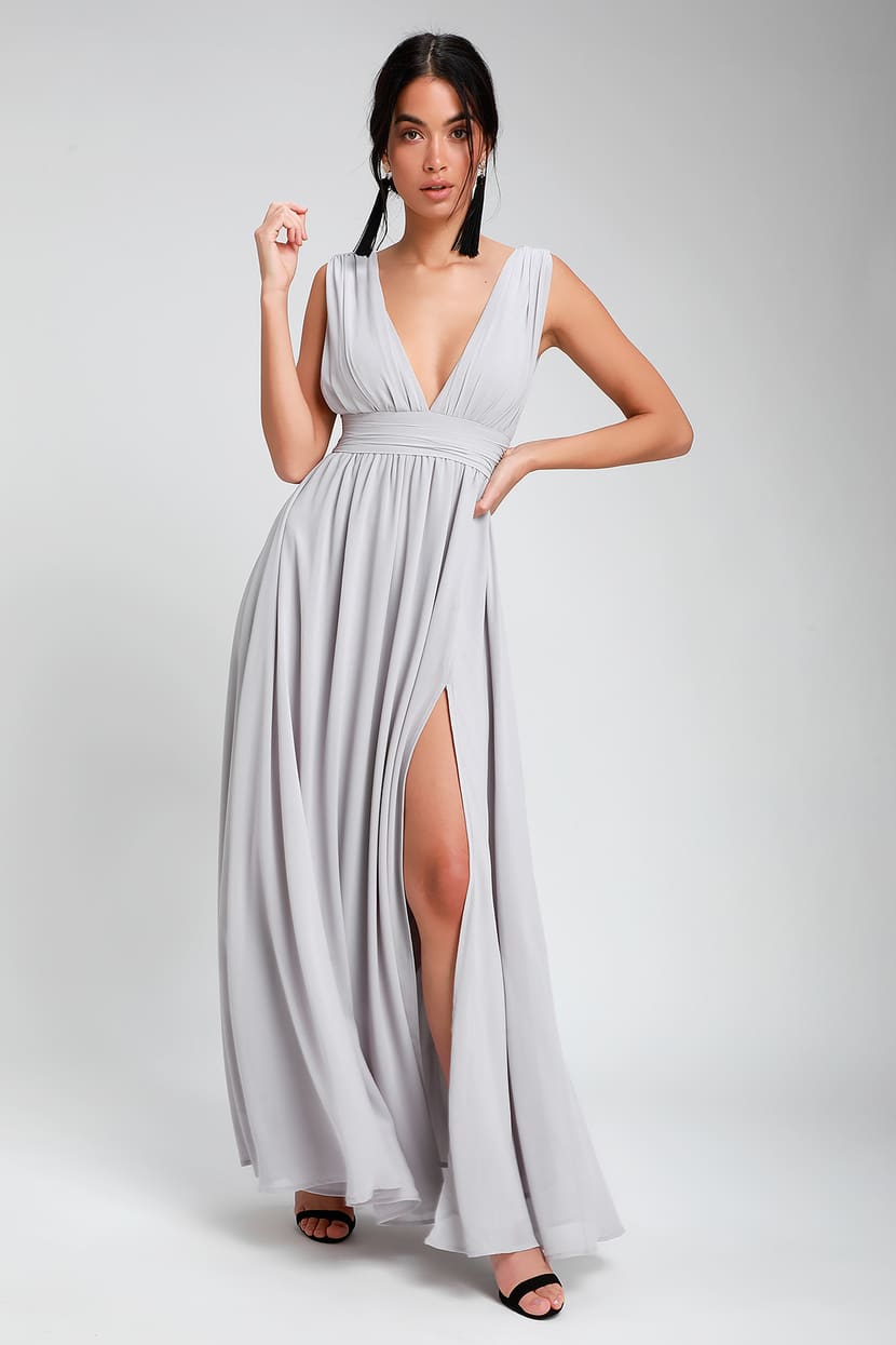 light gray dress