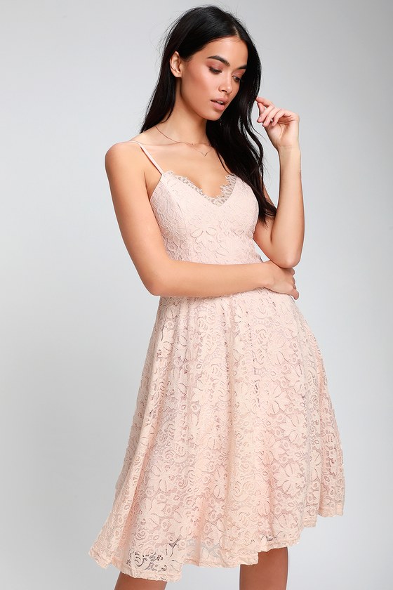 pink lace skater dress