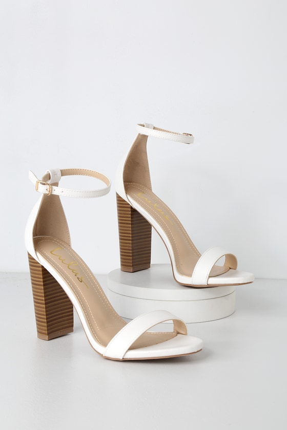 Sexy White Heels - Ankle Strap Heels - Single Sole Heels - Lulus