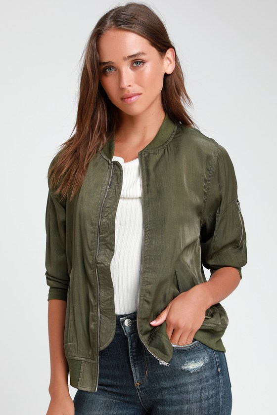 Chic Olive Green Bomber Jacket - Lightweight Bomber - Jacket - Lulus