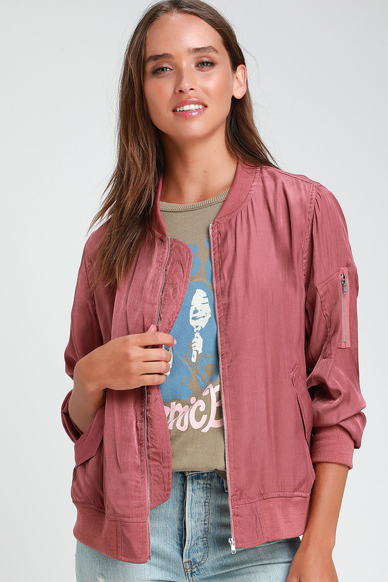 TULLY MAUVE PURPLE LIGHTWEIGHT BOMBER JACKET LULUS