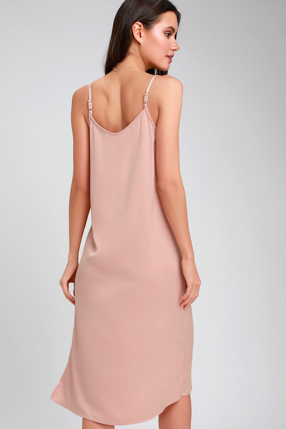 Chic Blush Pink Midi Dress Satin Slip Dress Midi Slip Dress Lulus