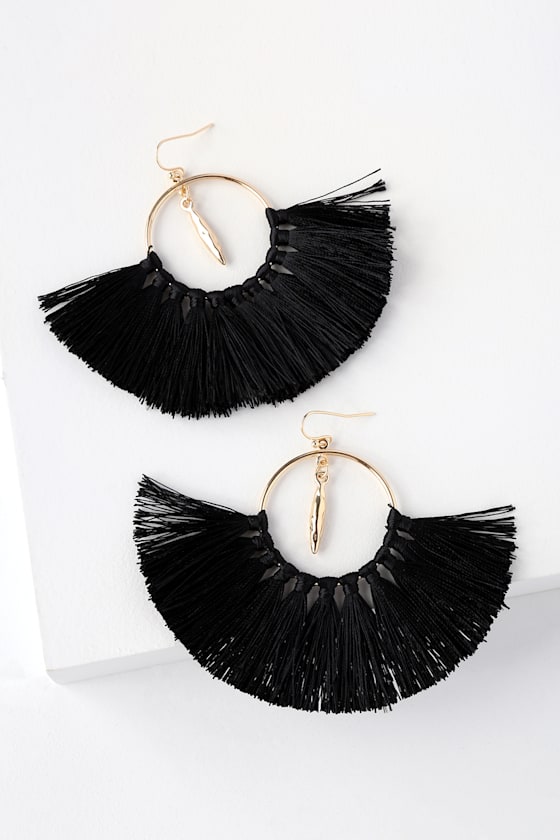 Fringe Foray Black Tassel Earrings 1
