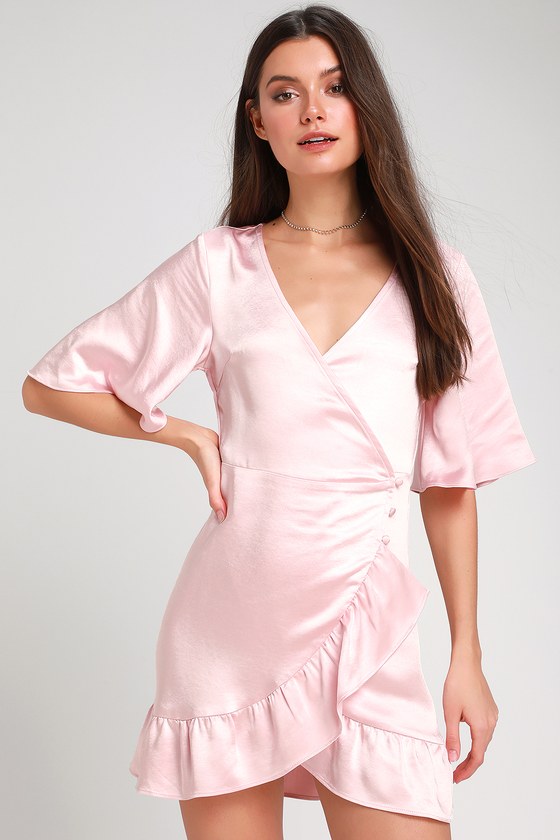 lulus satin wrap dress