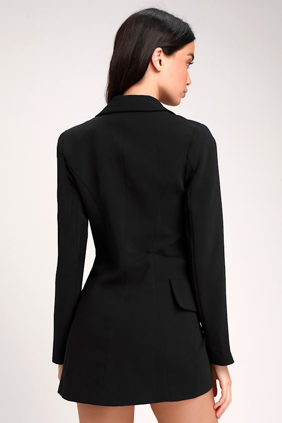 Hot Shot Black Ruched Blazer Dress 9