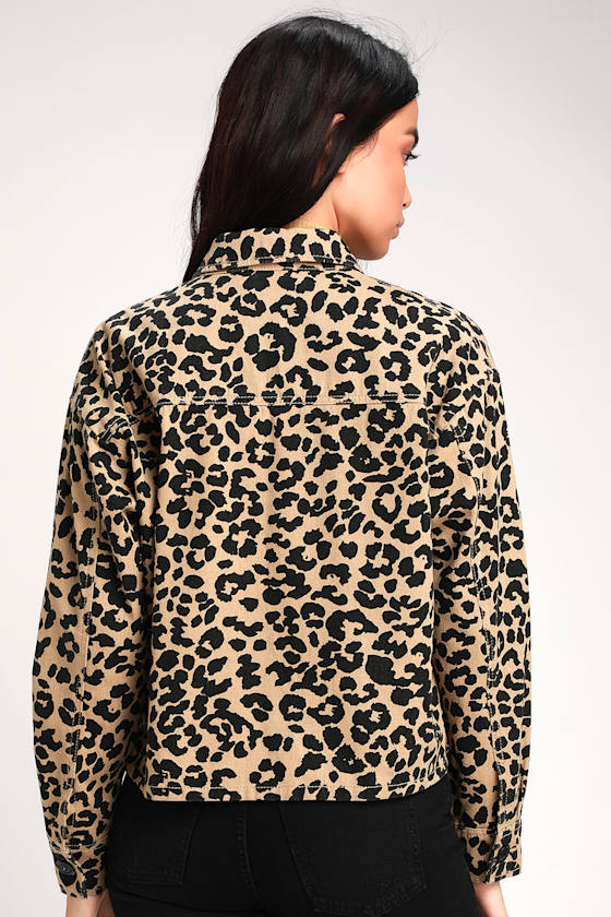 Fashionably Fierce Beige Leopard Print Denim Jacket 8