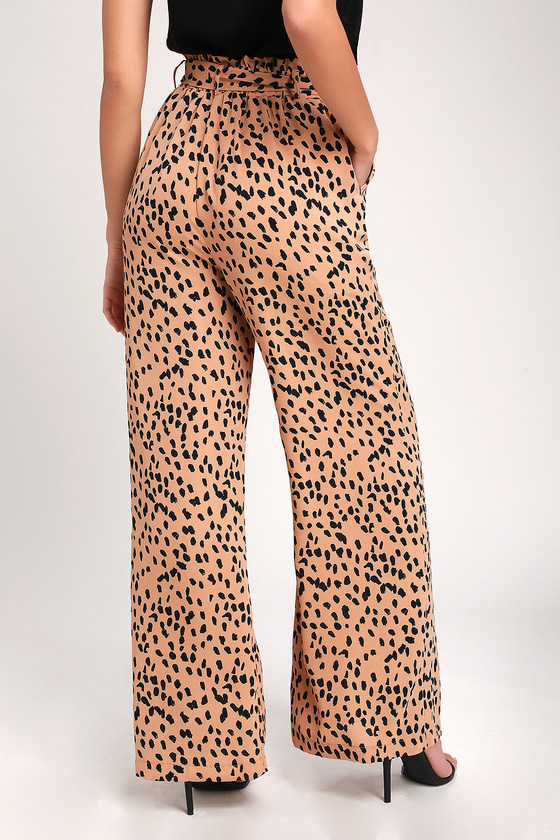wide leg leopard print pants