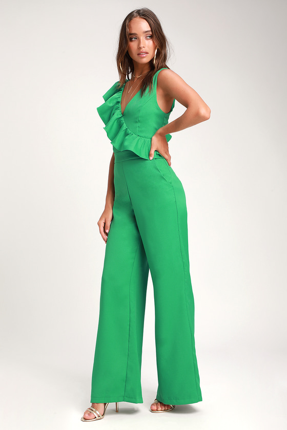 Sexy Green Jumpsuit - Sleeveless Jumpsuit - Ruffled Jumpsuit - Lulus