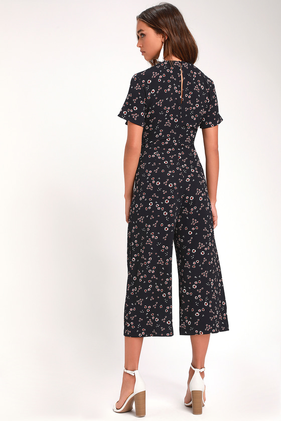 navy floral culotte jumpsuit