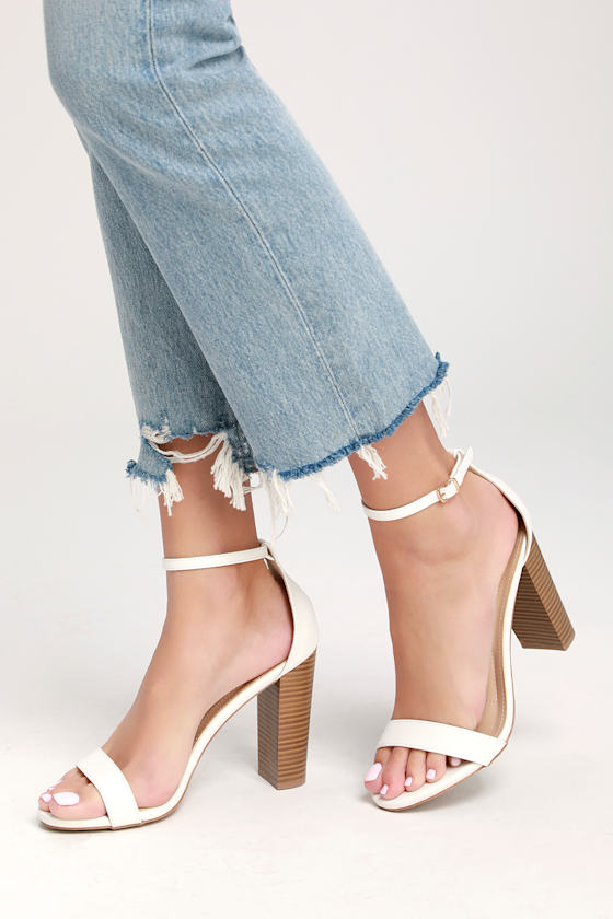 Sexy White Heels Ankle Strap Heels Single Sole Heels Lulus