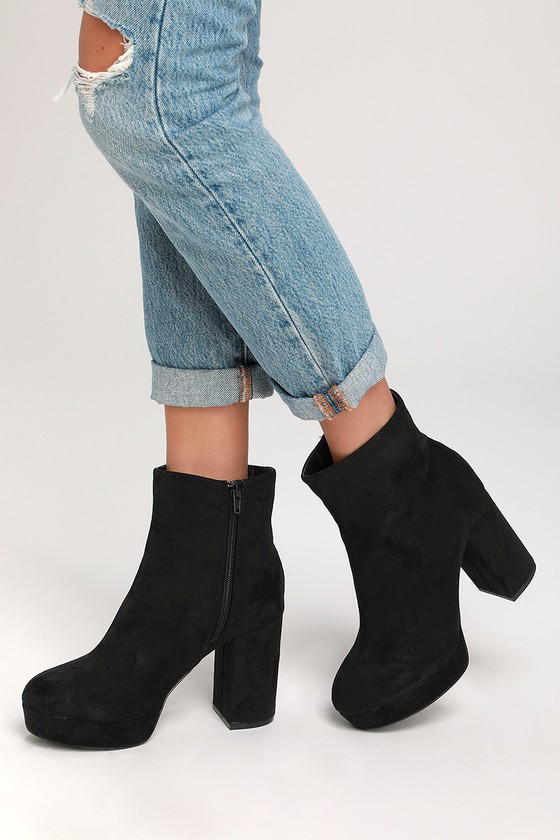 Cute Black Booties - Platform Booties - High Heel Booties - Lulus