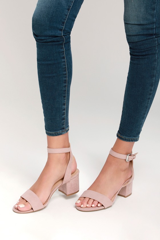 laura light nude suede ankle strap heels