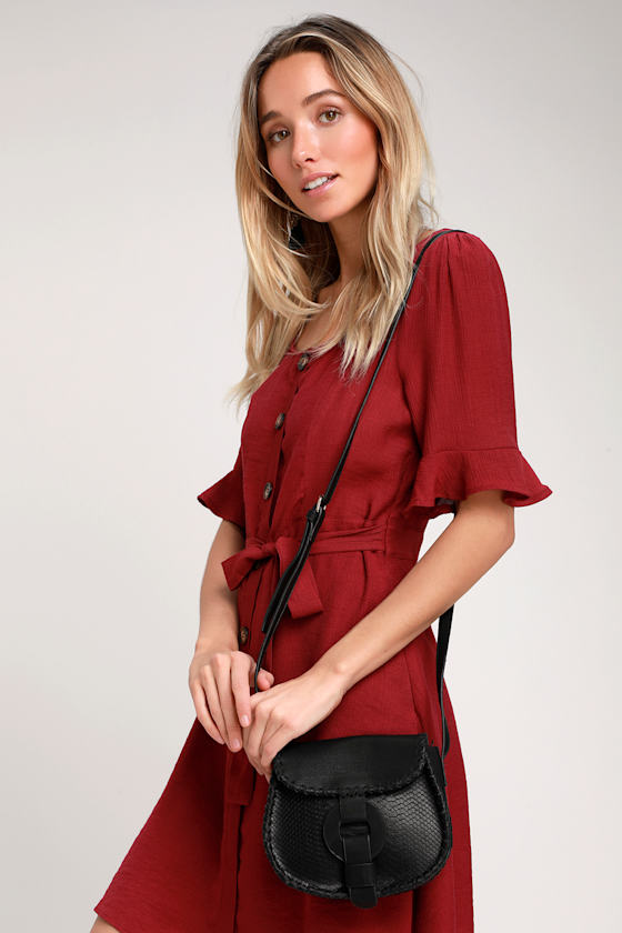 Chic Black Crossbody Purse Vegan Leather Purse Black Purse Lulus