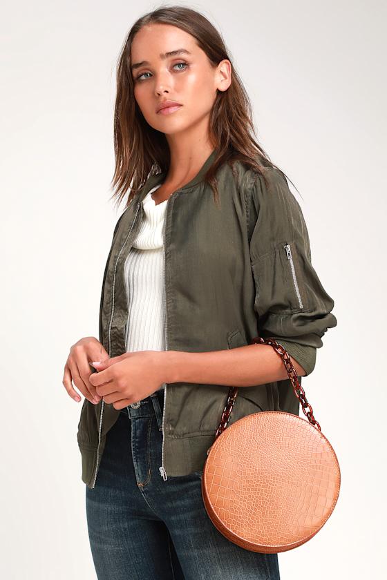 Croc 'n' Roll Brown Crocodile Embossed Round Bag 2