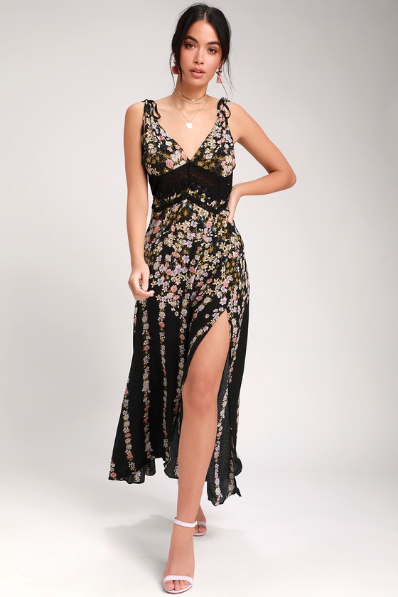 free people black floral maxi dress