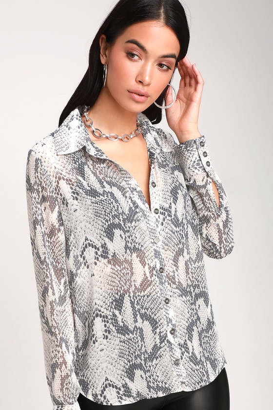 sheer snake print top